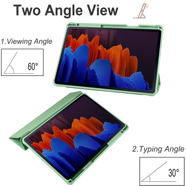 Samsung Galaxy Tab S7+ 3-faldig Smart Läderfodral Grön
