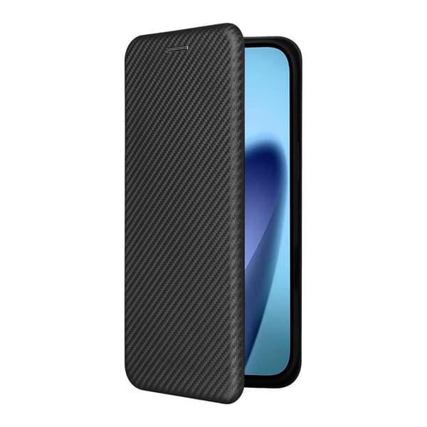 iPhone 17 Air Skal läderfodral - kolfibertextur Svart