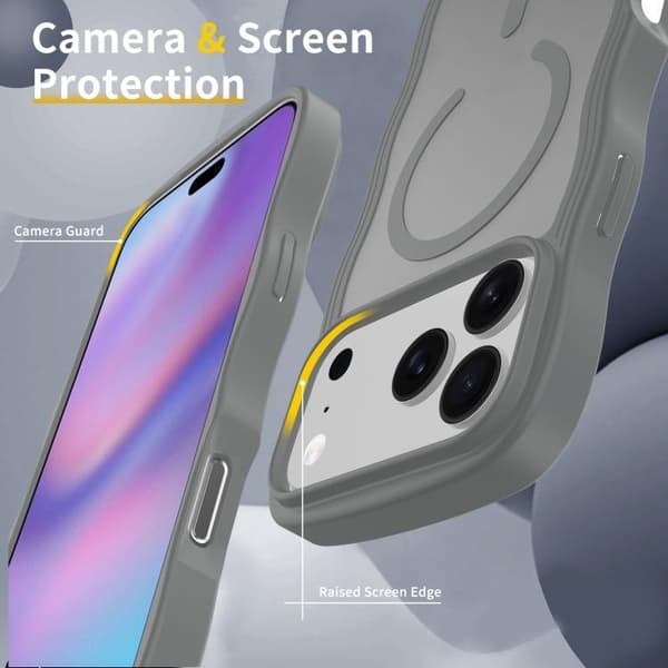 iPhone 18 Pro / iPhone 17 Pro Skal med Vågtextur och MagSafe Grå