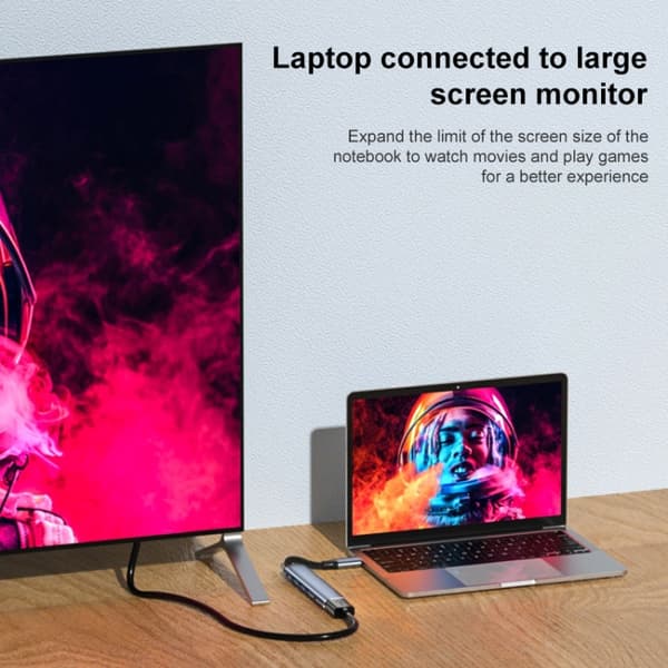 Y004 6-i-1 USB-C/Typ-C till HDMI + USB 3.1 + Dubbel USB 2.0 + Dubbel USB-C/Typ-C Multifunktionell Adapter