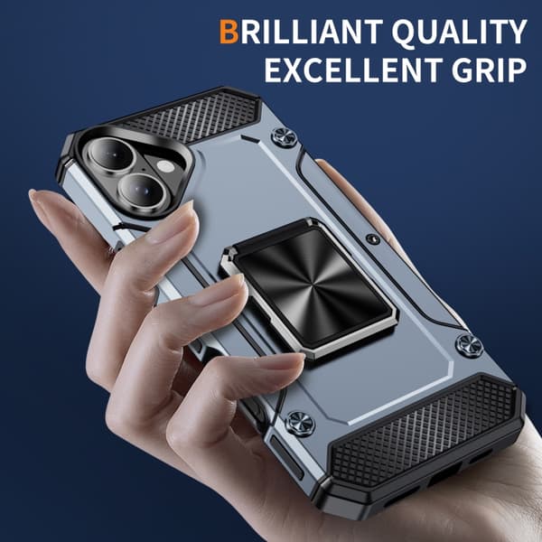 iPhone 16 Pro Max Shockproof Metall Skal - Hållbar och Stöttålig Telefonfodral Grå