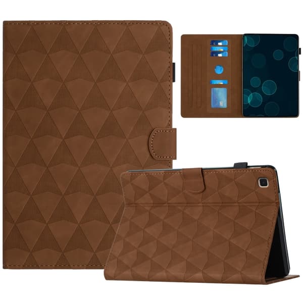 Samsung Galaxy Tab A7 Lite T220 Diamond Textured Leather Case Brun
