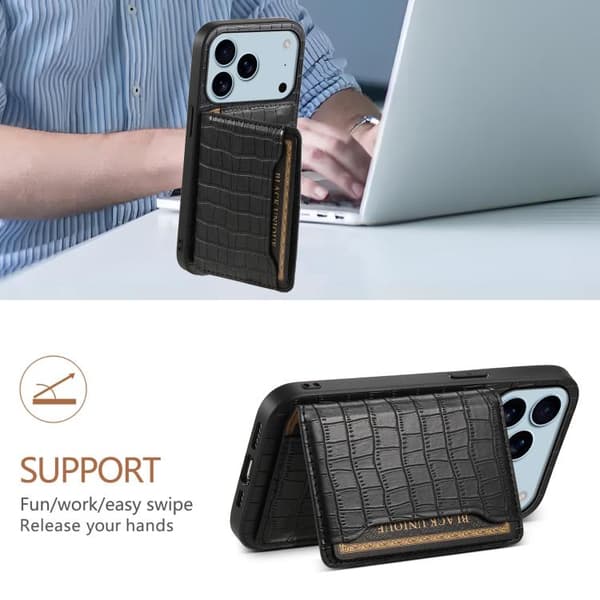 iPhone 18 Pro Max / iPhone 17 Pro Max Skal med Krokodiltextur och Fullt Skyddande Design Svart