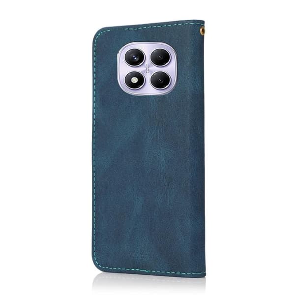 Redmi Note 14 Pro 4G - Dubbelfärgad Sömmad Läderfodral Blågrön
