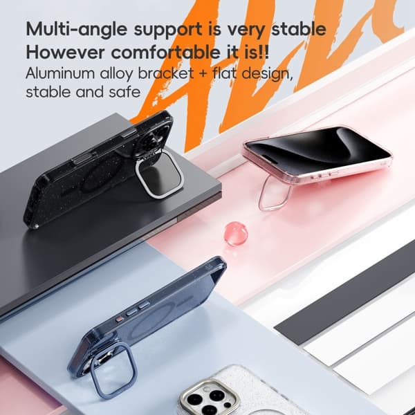 iPhone 16 Pro Max Glittrande Pulver Linshållare MagSafe Magnetisk Skal Transparent