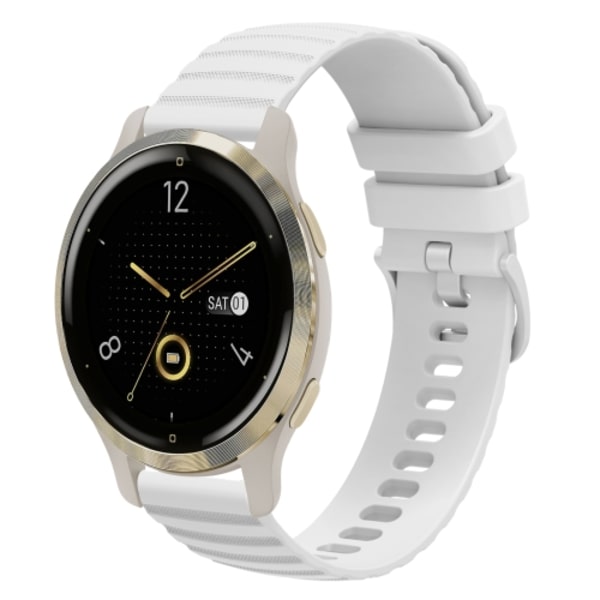 För Garmin Venu 2S 18 mm vågigt prickigt enfärgat watch White