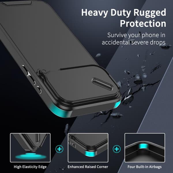 iPhone 18 Pro / iPhone 17 Pro Skal med Sliding Camshield TPU + PC Svart