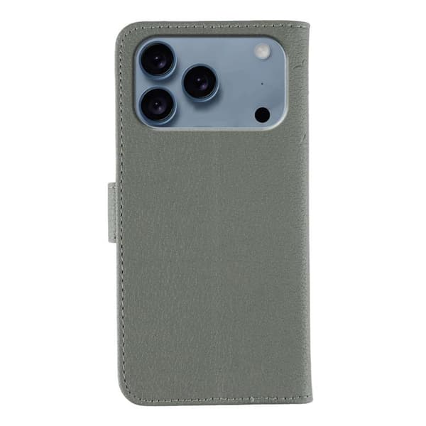 iPhone 18 Pro Max / iPhone 17 Pro Max Skal läderfodral med fjädermönster och litchi-textur Grå
