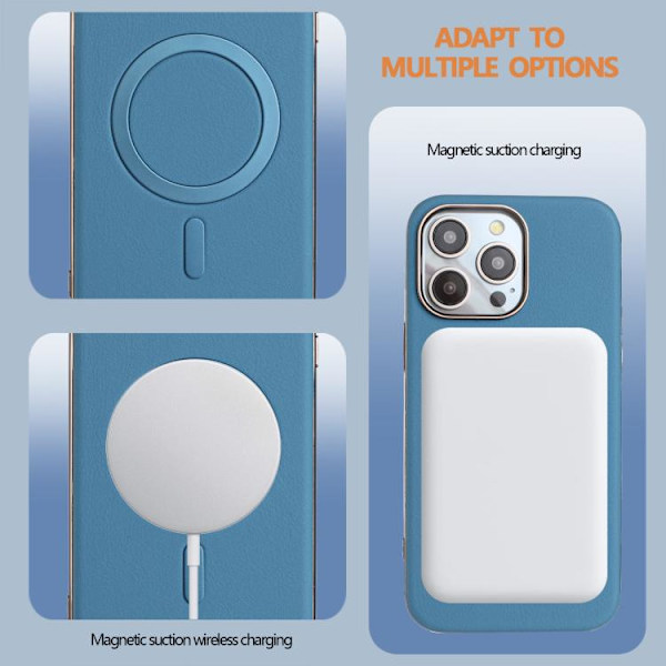 iPhone 16 Pro Solid Color Pläterad MagSafe Full Coverage Skal Babyblå