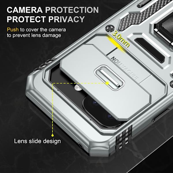 för Pixel 9a Skal med Armor PC + TPU Kameraskydd Grå