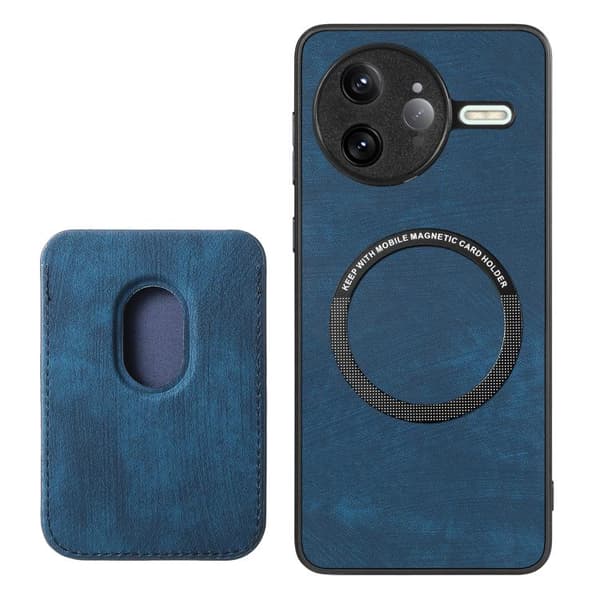 Redmi K80 Pro - Retro Läder Kortfodral med Magnetisk Stängning Blå