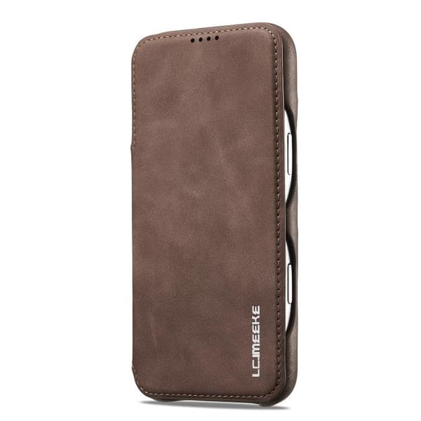 iPhone 17 Pro Max Skal läderfodral LC.IMEEKE Hon Ancient Series Flip Kaffe