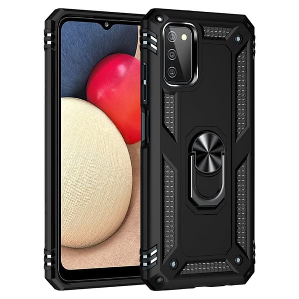 Samsung Galaxy A03s Skal, Stöttålig TPU + PC med Hållare Svart