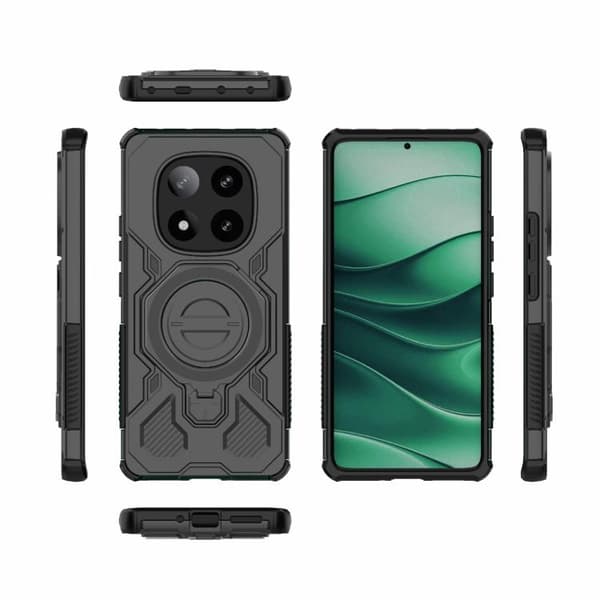 Redmi Note 14 Pro 5G J-20 - Solid Färg MagSafe Magnetisk TPU+PC Mobilskal Svart