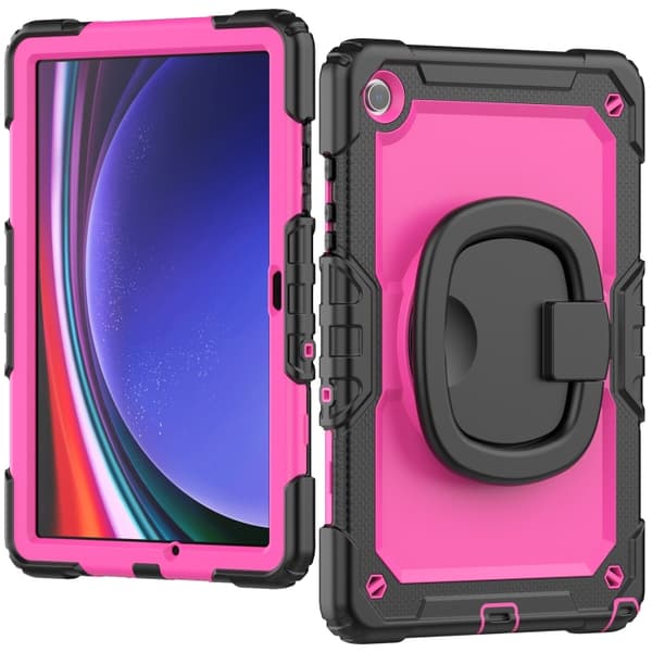 Samsung Galaxy Tab A9+ / A11+ Silikonfodral med Axelrem Rosaröd