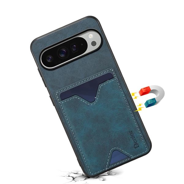 för Pixel 10 Pro XL Skal med Kortfack - Denior D06 PU Baksida Blå