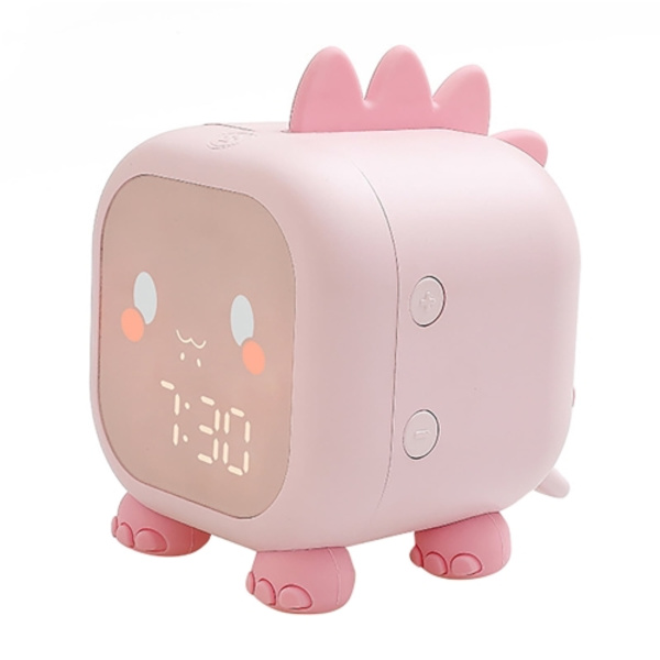 Dinosaur Barnklocka Elektronisk Klocka Multifunktionell Chime Liten Väckarklocka (Rosa)