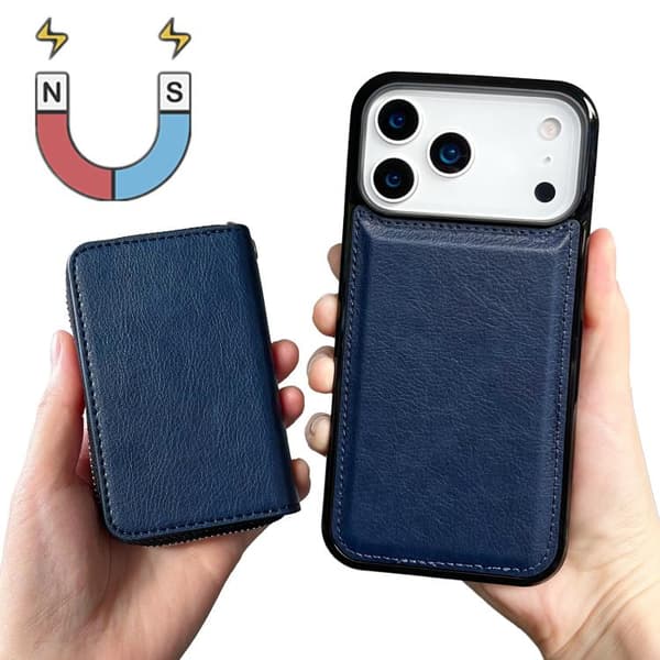 iPhone 18 Pro / iPhone 17 Pro Skal med Lanyard och 11 Kortfack - Enfärgad Design Blå