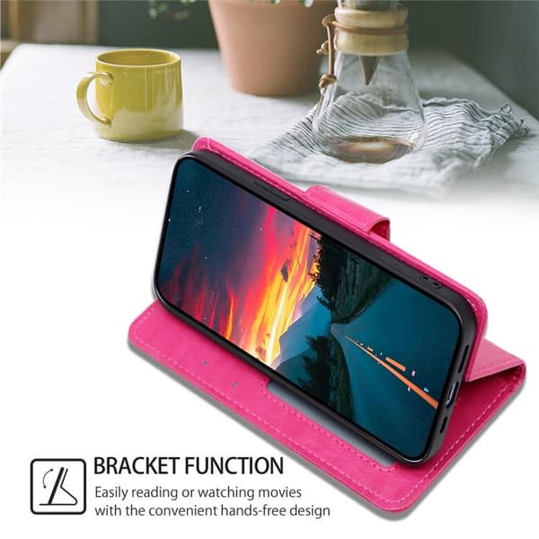 Redmi Note 14 4G - Kristalltextur Läderfodral Rosröd