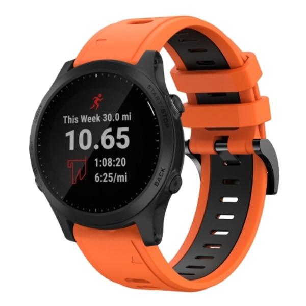 För Garmin Forerunner 945 22mm tvåfärgad watch i silikon Orange-Black