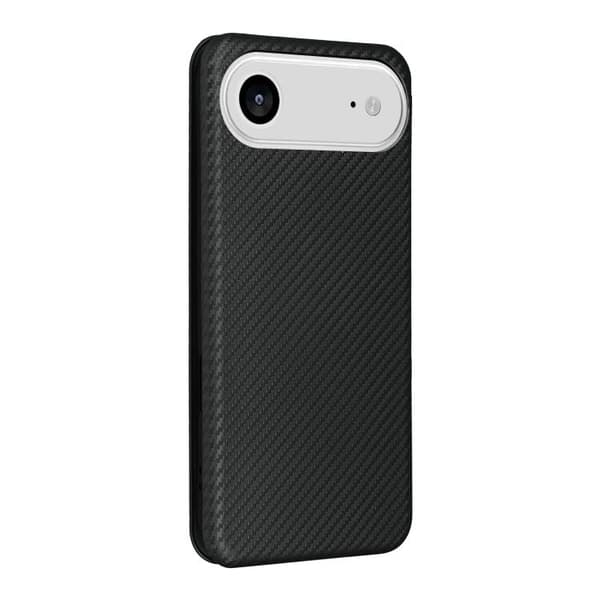 iPhone 17 Air Skal läderfodral - kolfibertextur Svart