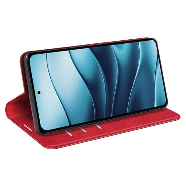 Redmi Note 14 4G - Retro-skin Magnetisk Läderfodral Röd