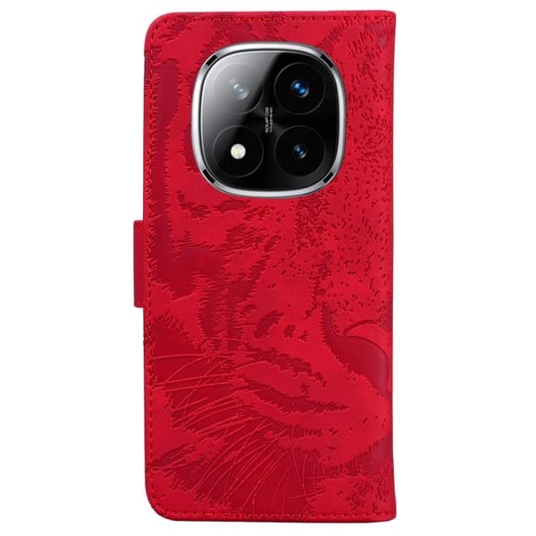 Redmi Note 14 Pro / Note 14 Pro+ 5G - Tiger Prägung Lederhülle Röd