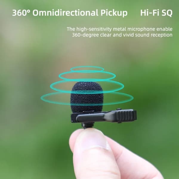 Sunnylife MC490 kragemikrofon för DJI Pocket 3 / Action 4 / 3 / 2, rörelseinspelningsmikrofon
