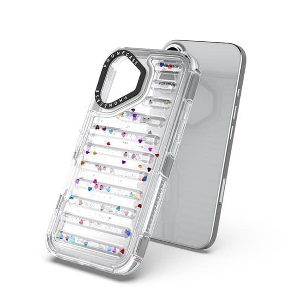 iPhone 16 Pro Skal med Kapsel Glittrande TPU Hybrid PC Luftkudde Röd