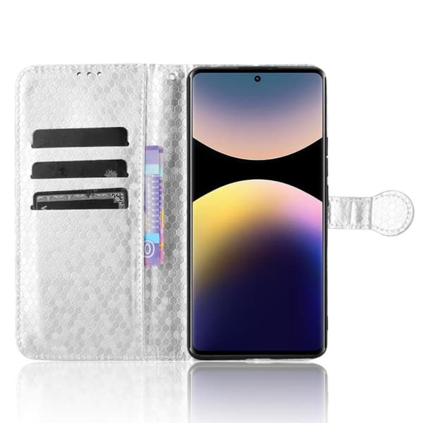 Redmi Note 14 Pro 4G - Mobilfodral i honungskaka-textur av läder Silver