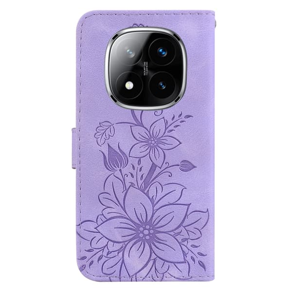 Redmi Note 14 Pro / Note 14 Pro+ 5G - Lily Prägling Läderfodral Purpur