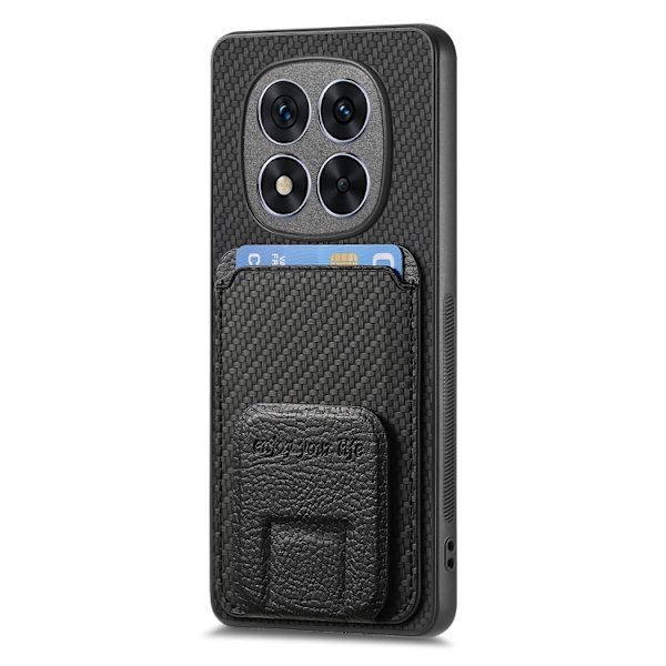 Redmi Note 14 Pro 5G - Kolfiber Kortfodral med Fällbart Ställ Svart