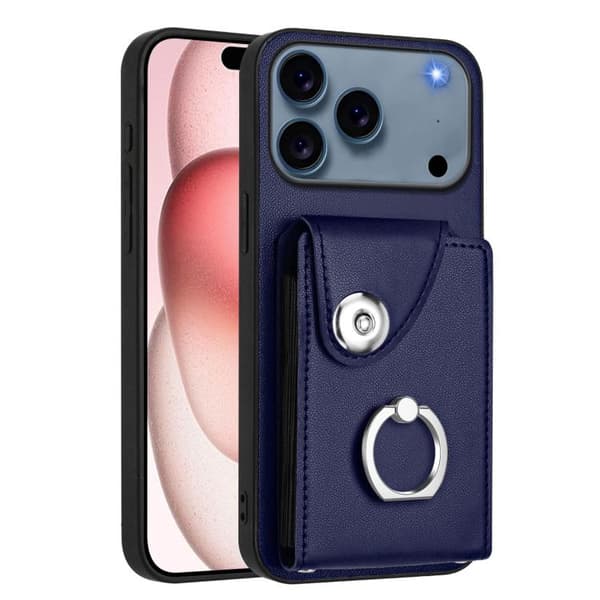iPhone 18 Pro Max / iPhone 17 Pro Max Skal med Organiseringskort, Ringhållare och Lanyard Blå
