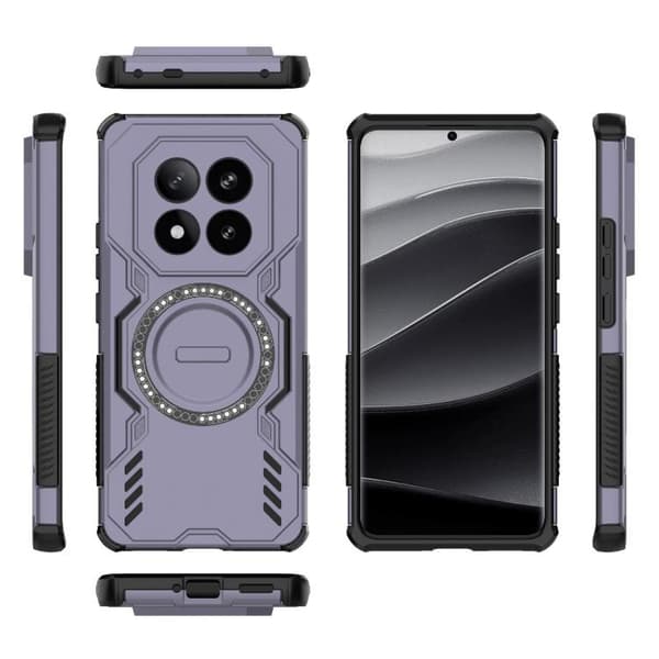 Redmi Note 14 Pro+ 5G - Butterfly Armor MagSafe Magnetisk Ring Stötsäker Mobilskal Purpur