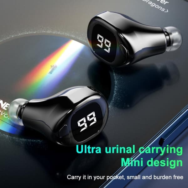 F6 Bluetooth-headset Mini osynligt öra affärs digital display hörlurar Vit