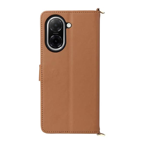 Redmi A5 4G - Multifunktionell läderfodral med 6 kortfack och handledsrem, Brun