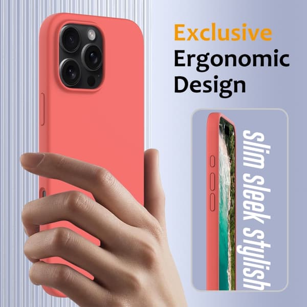 iPhone 16 Pro Max Shockproof Silikon Magsafe Skal Rosa Orange
