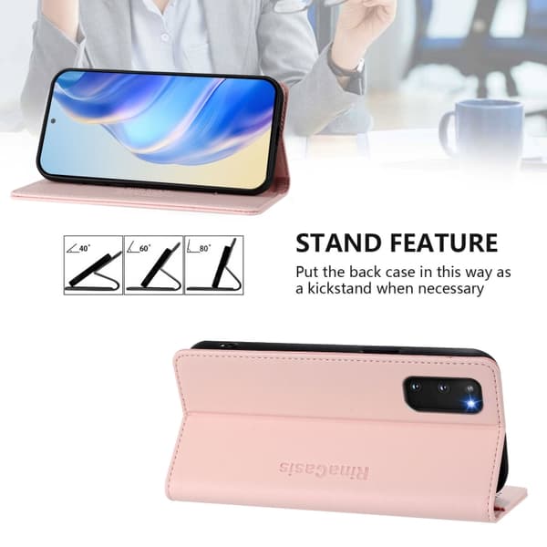Samsung Galaxy S20 FE Skal RC01 Dubbelvikts Magnetisk RFID Läder Rosa