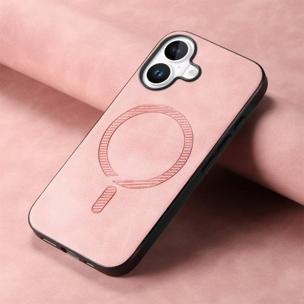 iPhone 17 Skal - Solid Färg Retro Magsafe PU Rosa