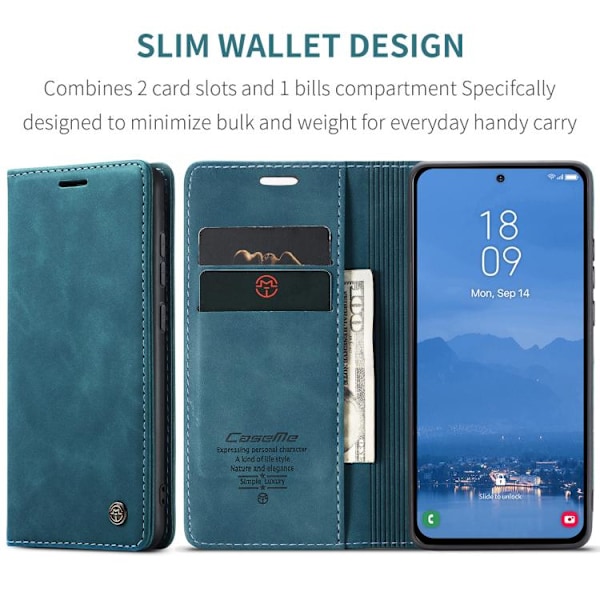 Samsung Galaxy S25 5G Skal CaseMe 013 Multifunktionell Horisontell Flip Läder Blå