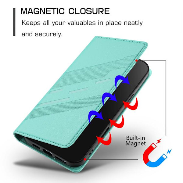 iPhone 17 Pro Skal Läderfodral - Retro Läder med Multifunktion Mintgrön