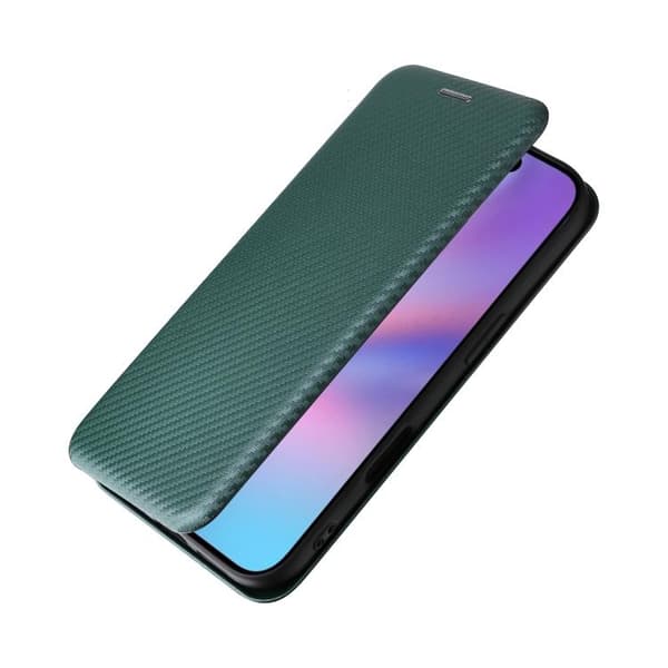 iPhone 17 Skal läderfodral - kolfibertextur Grön