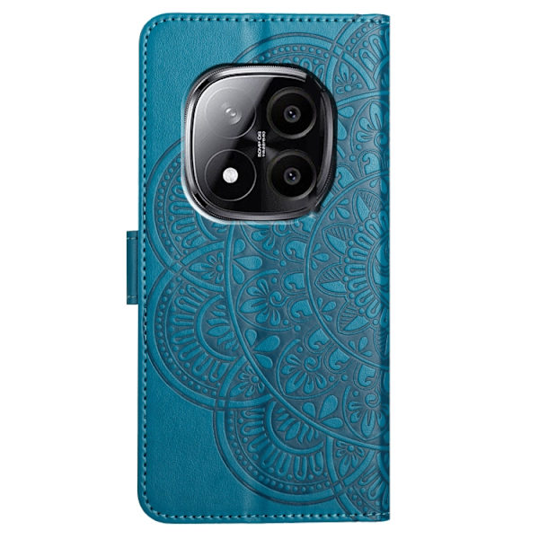 Redmi Note 14 Pro+ 5G - Blommig Prägad Läderfodral Blå