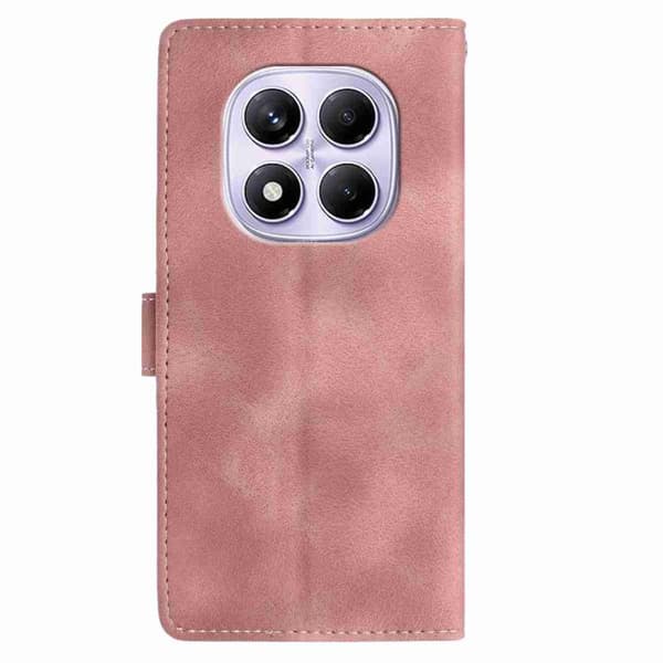 Redmi Note 14 Pro 4G - Embossed Feather Leather Mobilskal med Skinnkänsla Rosa