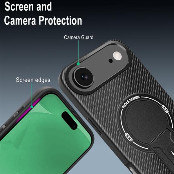 iPhone 17 Air Skal - Kolfiber med MagSafe och Hållare Grå