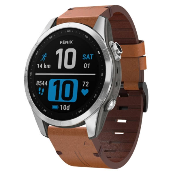 För Garmin Fenix ​​7S 20mm läder stålspänne watch Brown