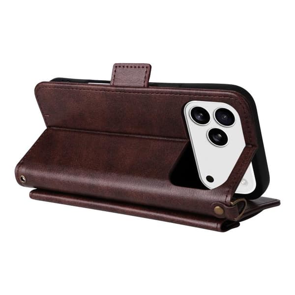 iPhone 18 Pro Max / iPhone 17 Pro Max Skal läderfodral med flera kortfack - nötköttsläder Brun