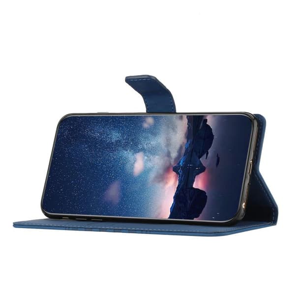 iPhone 18 Pro / iPhone 17 Pro Skal Läderfodral - Diamant Prägling Mörkblå