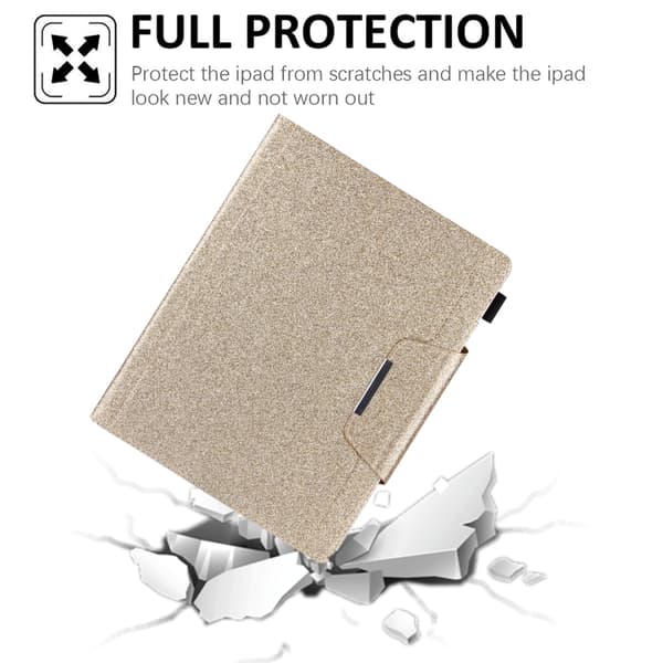 iPad Pro 11 2024 Glitter Metallspänne Skal Läder Fodral Guld