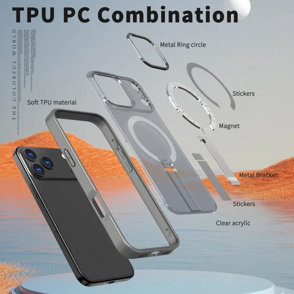 iPhone 18 Pro / iPhone 17 Pro Star Shine Series TPU + PC MagSafe Skal med Fällhållare Grå